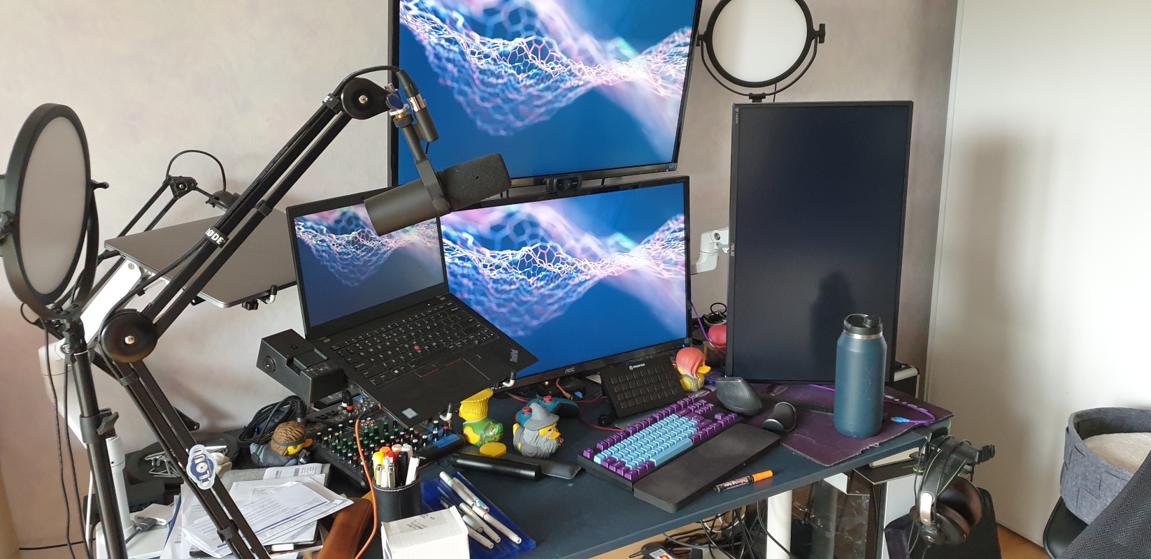 my desk with all the items described below. It is a bit cluttered